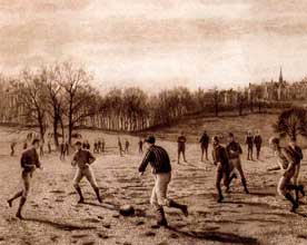 'Footer at Harrow', één van de eerste versies van Public School Football 