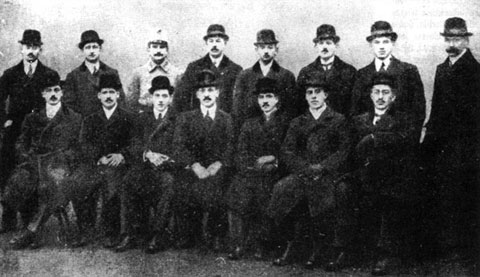 Het Hongaars elftal op 6 januari 1911.