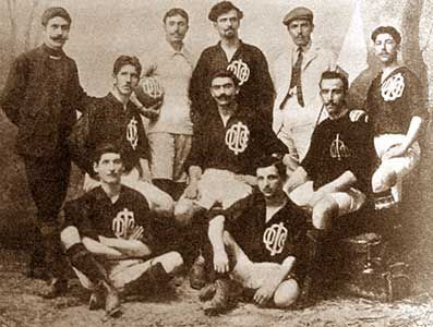 Spelers van Omilos Filomouson (Brons) in 1906 in Athene.