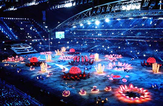 De opneningsceremonie in het Olympische Stadion van Sidney voor de Spelen van 2000.