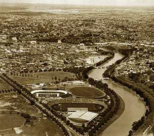 Het Olympisch Stadion in Melbourne 1956.
