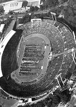 Het Olympisch Stadion in Tokio, toneel van de Spelen in 1964. 
