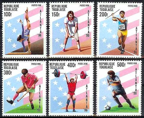 Postzegels van de Olympische Spelen 1996 in Atlanta.