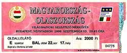 Ticket Hongarije-Italië 3-9-2000.