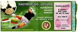 Ticket Hongarije-Litouwen 24-2-2001.