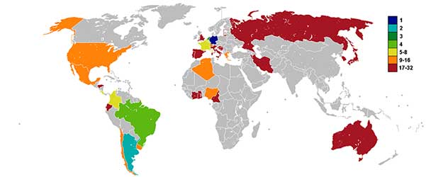 Deelnemende landen WK 2014.