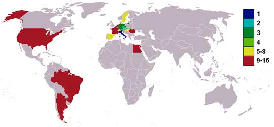 Deelnemende landen WK 1934. 