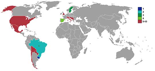 Deelnemende landen WK 1938. 