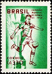 Braziliaanse postzegel uitgegeven over het Wereldkampioenschap 1958. 