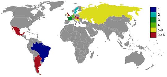 Deelnemende landen WK 1958. 