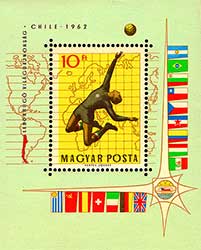Postzegelblaadje uitgegeven door Hongarije voor het WK 1962. 