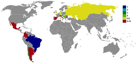 Deelnemende landen WK 1962. 