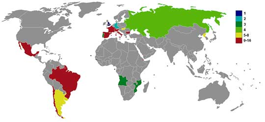 Deelnemende landen WK 1966. 