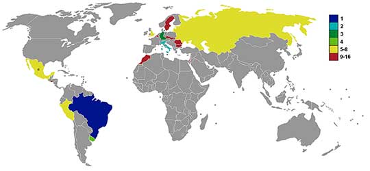 Deelnemende landen WK 1970. 
