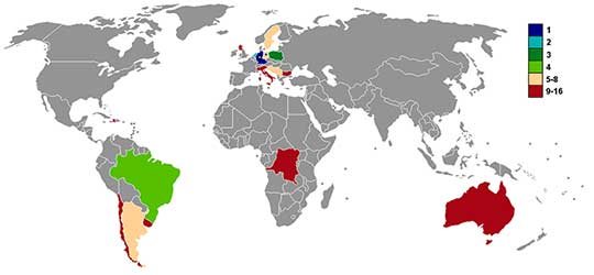 Deelnemende landen WK 19746. 