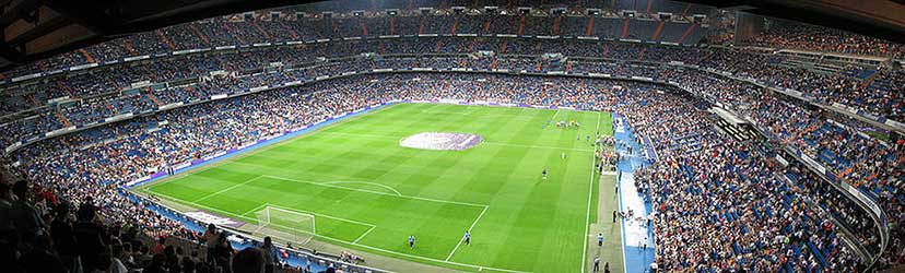 Het Estadio Santiago Bernabéu in Madrid waar de finale werd gespeeld.