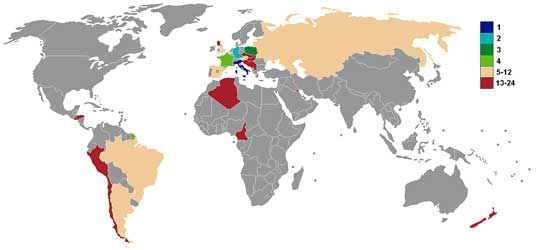 Deelnemende landen WK 1982. 