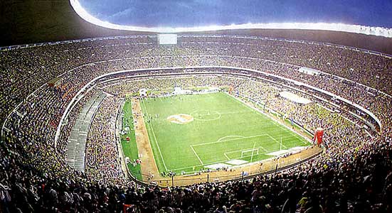 Het Estadio Azteca in Mexico City waar de finale werd gespeeld.