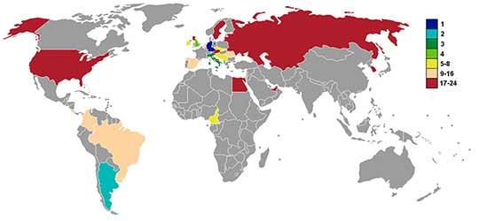 Deelnemende landen WK 1990. 