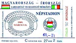 Ticket-Hongarije-Ierland--8-3-89