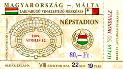 Ticket Hongarije-Malta 12-4-89