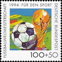 Postzegel uitgegeven door Duitsland over het WK 1994. 