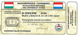 Ticket Hongarije-Luxemburg 27-10-1993.