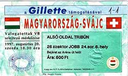 Ticket Hongarije-Zwitserland 20-8-97