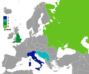 Deelnemende landen 1968.