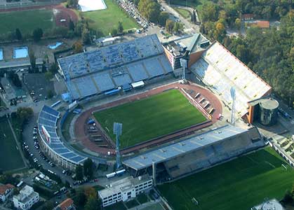 Het Rode Ster-stadion in Belgrado waar de finale werd gespeeld.