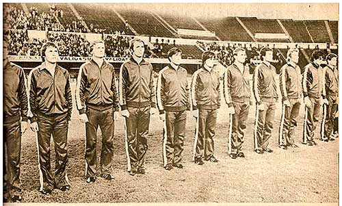 Hongaarse ploeg tegen Nederland op 15-10-1988.