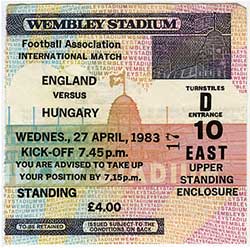 Engeland-Hongarije 27-4-1984.
