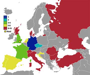 Deelnemende landen EK 1996. 