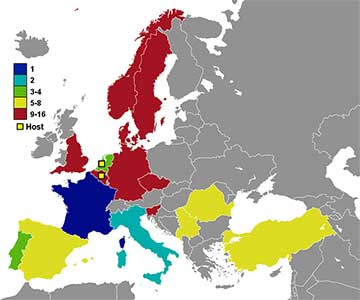 Deelnemende landen EK 2000.