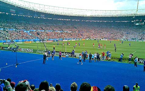 Het Ernst Happelstadion in Wenen, Oostenrijk, waar tenslotte de finale gespeeld werd.