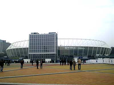 Het Olympisch Stadion in Kiev, Oekraïne, waar de finale gespeeld werd.
