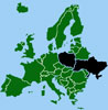 Kaart van Europa, met Polen en Oekraïne