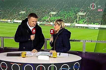 Bánfi János TV-commentator met Merei-Andrea.