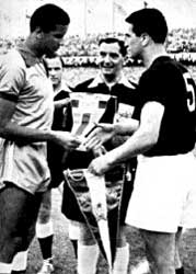 Bozsik József bij de wedstrijd tegen Brazilië op WK 1954.