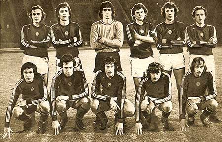 De Hongaarse nationale ploeg met ondermeer Csongrádi Ferenc.