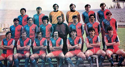 Székesfehérvári Videoton SC 1984-85, met de broers Disztl László en Péter.
