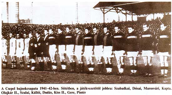Weiss Manfréd FC (Csepel) Kampioen van Hongarije 1942.