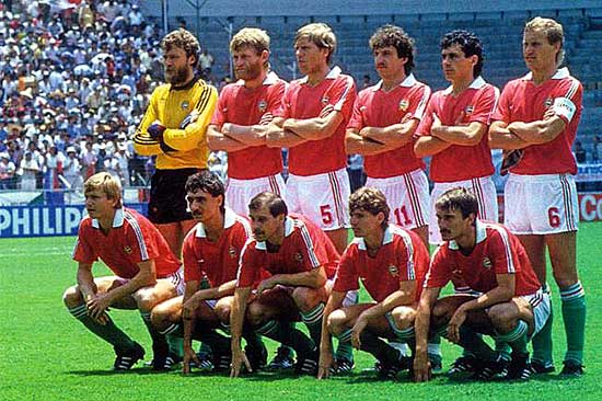 Het Hongaars nationaal elftal op het WK 1986 in Mexico.