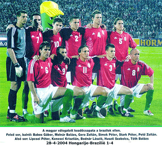 Hongarije-Brazilië 1-4 op 28 april 2004.
