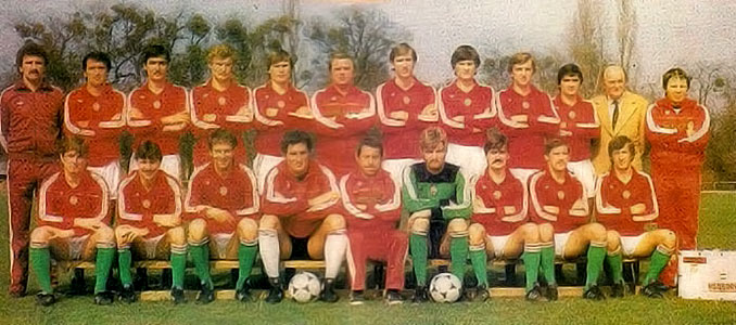 De Hongaarse nationale ploeg in 1983 met Kerekes Attila.