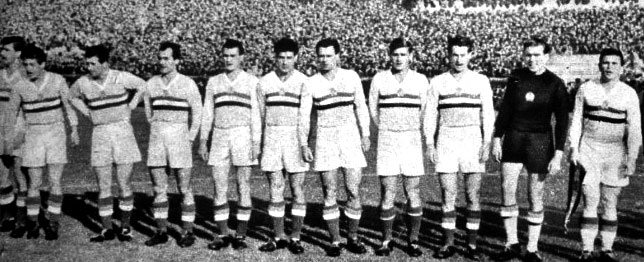 De Hongaarse ploeg die op 2 oktober 1950 won van Tsjecho-Slowakije.
