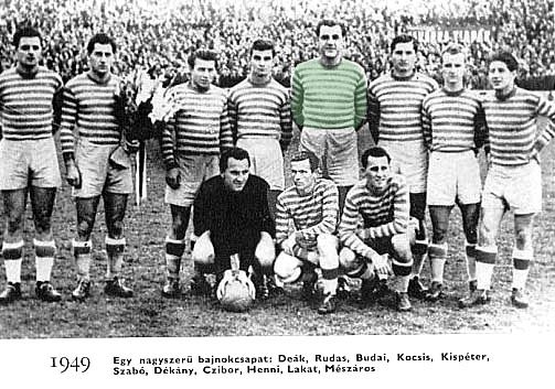 Kispeter met kampioenenploeg 1949 Ferencváros TC.