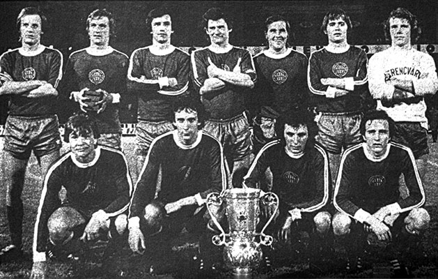 Ferencvárosi TC met de gewonnen Beker van Hongarije 1976.
