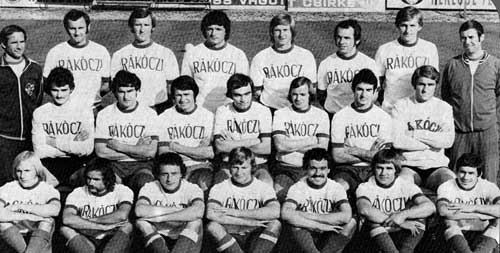 Mathesz als trainer met de ploeg Kaposvári Rackoczi 1976-77.