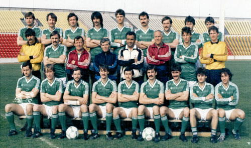 De ploeg van Rába ETO 1985 met Mészáros Ferenc.